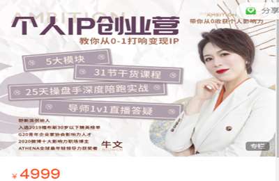 野新派-第26期个人IP创业营  价值4999