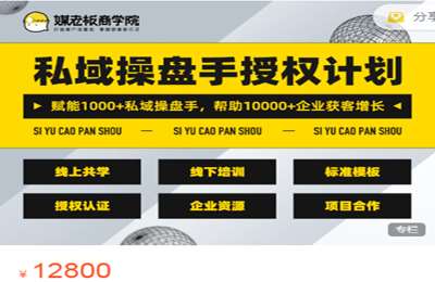 媒老板商学院-操盘手授权计划·线上交付 价值12800