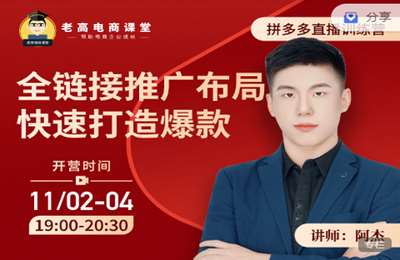 老高电商课堂-阿杰-拼多多全链接推广布局快速打造爆款