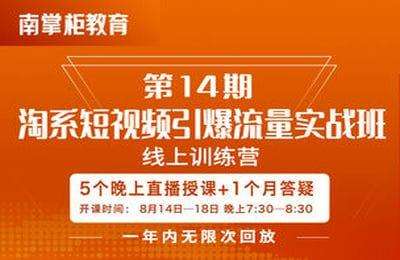 南掌柜-第14期：淘系短视频引爆流量实战班