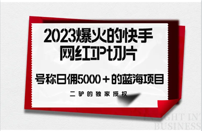 生财有道-2023爆火的快手网红IP切片，号称日佣5000＋的蓝海项目，二驴的独家授权