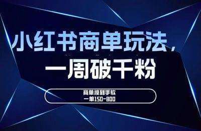 生财有道-小红书商单玩法，一周破千粉，商单接到手软，一单150-800