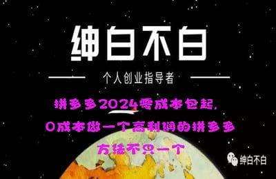 绅白不白-拼多多2024零成本包起，0成本做一个高利润的拼多多，方法不只一个（采集课不保证课程质量和完整性）