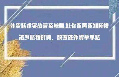 焦点微课-外贸话术实战营系统课，让你不再不知所措，减少试错时间，脱变成外贸拿单达