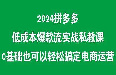 2024拼多多低成本爆款流实战私教课0基础也可以轻松搞定电商运营【34节课】