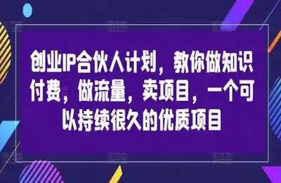 （20240828）创业IP合伙人计划，教你做知识付费，做流量，卖项目，一个可以持续很久的优质项目【3章21节+配套资料】