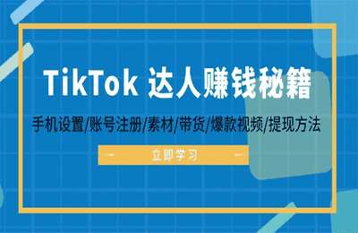 2024TikTok&达人秘籍 手机设置账号注册素材带货爆款视频提现方法【50节课】