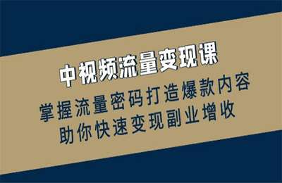 2024中视频流量变现课：掌握流量密码打造爆款内容，快速变现【10节课】