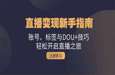 直播变现新手指南：账号、标签与DOU+技巧，轻松开启直播之旅【5节课】