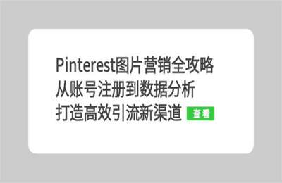 （20241025）Pinterest图片营销全攻略：从账号注册到数据分析，打造高效引流新渠道【8节课】