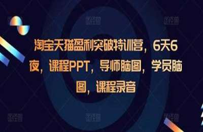 淘宝天猫盈利突破特训营，6天6夜，课程PPT，导师脑图，学员脑图，课程录音-纯图文