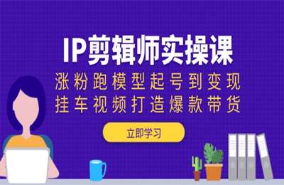 IP剪辑师实操课：涨粉跑模型起号到变现，挂车视频打造爆款带货【8节课】