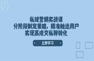 （20250206）私域营销实战课，分阶段制定策略，精准触达用户，实现高成交私聊转化【5节课】