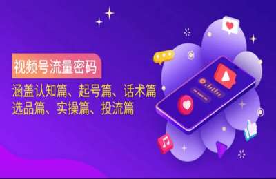 视频号流量密码：涵盖认知篇、起号篇、话术篇、选品篇、实操篇、投流篇【53节课】