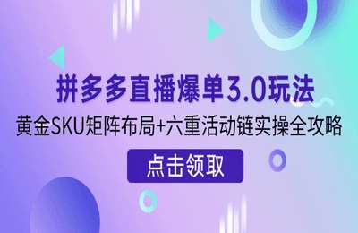 （20250401）拼多多直播爆单3.0玩法解析，黄金SKU矩阵布局+六重活动链实操全攻略【13节课】