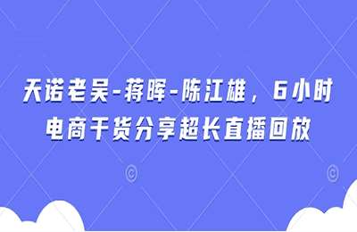 天诺老吴-（20250416）蒋晖&陈江雄：6小时电商干货分享超长直播回放【3节课】