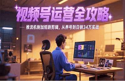 2025视频号运营全攻略，推流机制加短剧剪辑，从养号到日销34万实战【45节课】