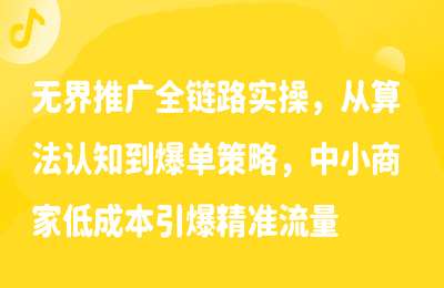 玺承云学堂-无界推广全链路实操，从算法认知到爆单策略，中小商家低成本引爆精准流量【23节课】