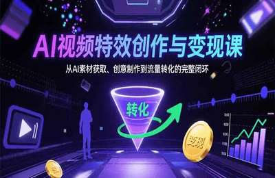 AI视频特效创作与变现课：从AI素材获取、创意制作到流量转化的完整闭环【63节课】