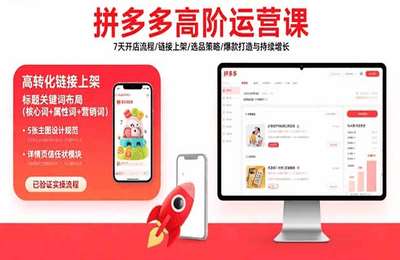 拼多多高阶运营课：7天开店流程，链接上架，选品策略，爆款打造与持续增【14节课】