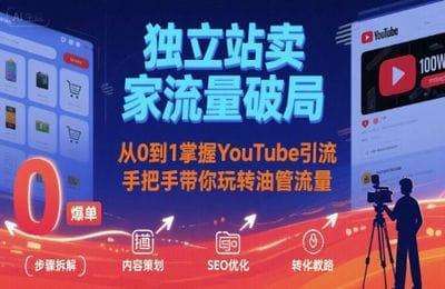 独立站卖家流量破局：从0到1掌握YouTube引流，手把手带你玩转油管流量【1节】