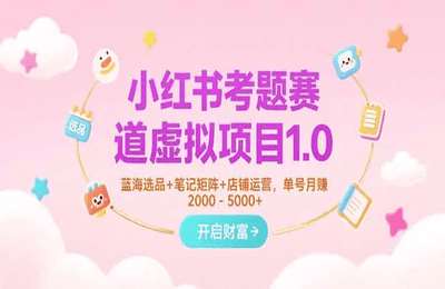 黄岛主-小红书考题赛道虚拟项目1.0，蓝海选品+笔记矩阵+店铺运营，单号月赚5000+【8章24节课】