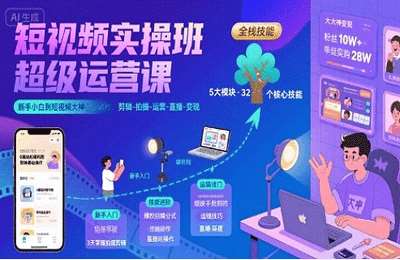 （20250801）短视频实操班超级运营课，新手小白到短视频大神必修课程，剪辑-拍摄-运营-直播-变现【30节课】