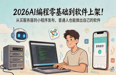 2026AI编程零基础到软件上架！从买服务器到小程序发布，普通人也能做出自己的软件