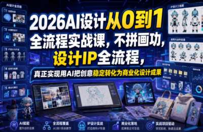 2026AI设计从0到1全流程实战课，不拼画功，设计IP全流程，真正实现用AI把创意稳定转化为商业化设计成果
