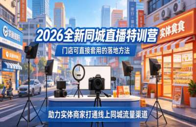 2026全新同城直播特训营，门店可直接套用的落地方法，助力实体商家打通线上同城流量渠道