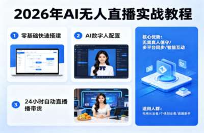2026年AI无人直播实战教程，零基础也能快速搭建，实现24小时自动直播带货