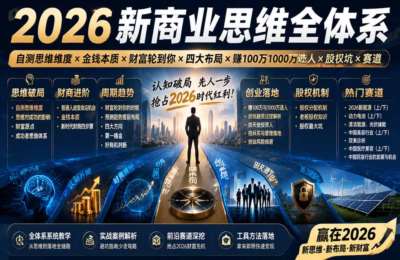 2026新商业思维全体系：自测思维维度×金钱本质×财富轮到你×四大布局×賺100万1000万选人×股权坑×赛道