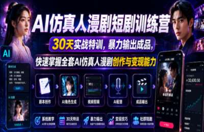 AI仿真人漫剧短剧训练营，快速掌握全套AI仿真人漫剧创作与变现能力