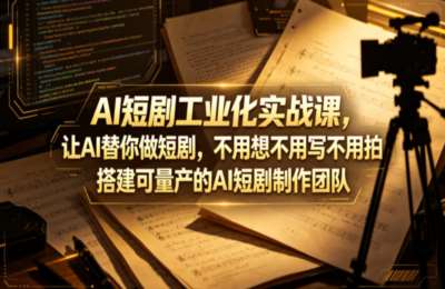 AI短剧工业化实战课，让AI替你做短剧，不用想不用写不用拍，搭建可量产的AI短剧制作团队
