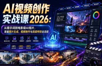 AI视频创作实战课2026：从提示词到电影级AI短片，掌握图片生成、视频制作与高级特效全流程