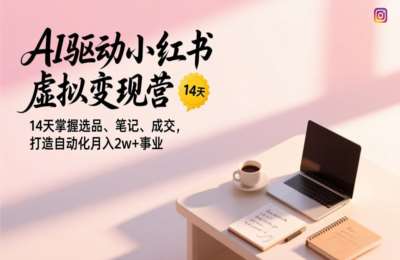 AI驱动2026小红书虚拟变现营，14天掌握选品、笔记、成交，打造自动化月入2w+事业