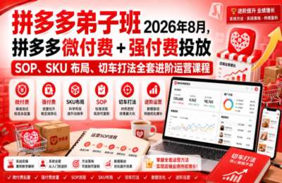 Ay拼多多弟子班2026年8月，微付费+强付费投放SOP、SKU布局、切车打法全套进阶运营课程