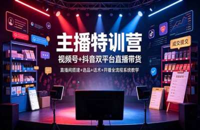主播特训营：视频号+抖音双平台直播带货，抖音直播间搭建+选品+话术+开播全流程系统教学