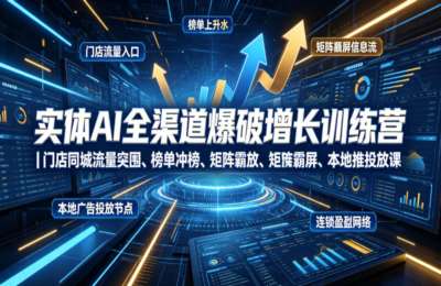 实体AI全渠道爆破增长训练营｜门店同城流量突围、榜单冲榜、矩阵霸屏、本地推投放、连锁复制全域盈利实战课