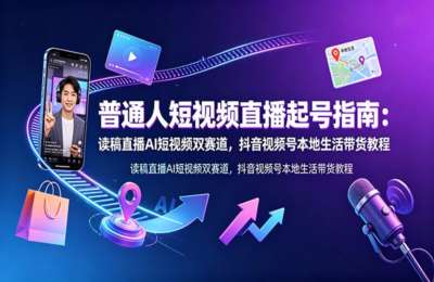 普通人短视频直播起号指南：读稿直播AI短视频双赛道，抖音视频号本地生活带货教程