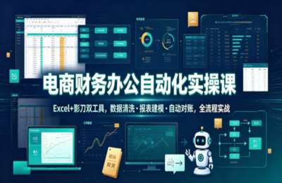 电商财务办公自动化实操课，Excel+影刀双工具，数据清洗·报表建模·自动对账，全流程实战