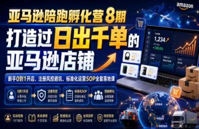 老陈聊跨境-亚马逊陪跑孵化营8期，打造过日出千单的亚马逊店铺，新手0到1开店、注册风控避坑、标准化运营SOP全套落地课