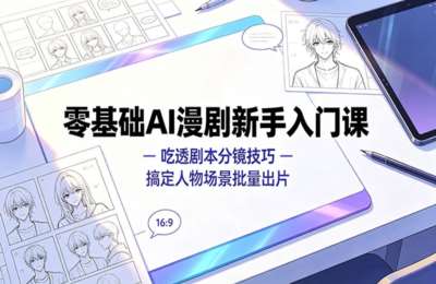 零基础AI漫剧新手入门课：吃透剧本分镜技巧，搞定人物场景批量出片