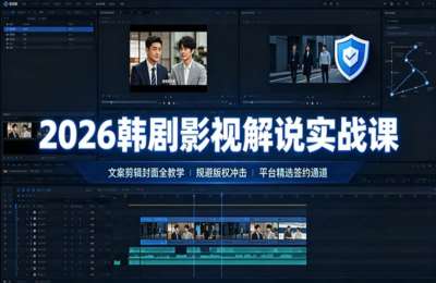 2026韩剧影视解说实战课：文案剪辑封面全教学，规避版权冲击平台精选签约通道