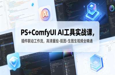 PS+ComfyUI AI工具实战课，插件联动工作流，高清重绘-抠图-生图生视频全精通