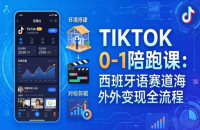 TIKTOK 0-1 陪跑课：从环境搭建到s对标剪辑，西班牙语赛道海外变现全流程