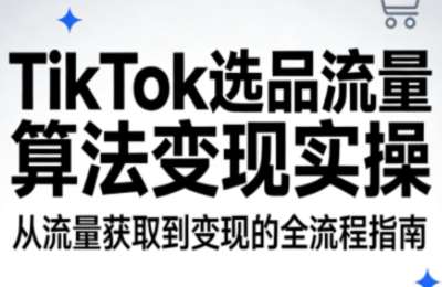 TikTok选品流量算法变现实操，深挖平台算法逻辑，创作出有流量、能带货高质量视频
