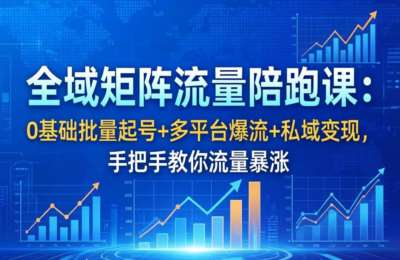 Y仔矩阵流量陪跑课-全域矩阵流量陪跑课：0基础批量起号+多平台爆流+私域变现，手把手教你流量暴涨