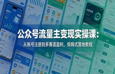 公众号流量主变现实操课：从账号注册到多赛道盈利，保姆式落地教程