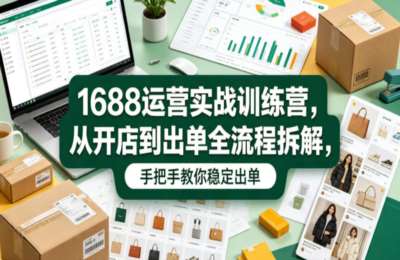 启航1688运营实战训练营，从开店到出单全流程拆解，手把手教你稳定出单